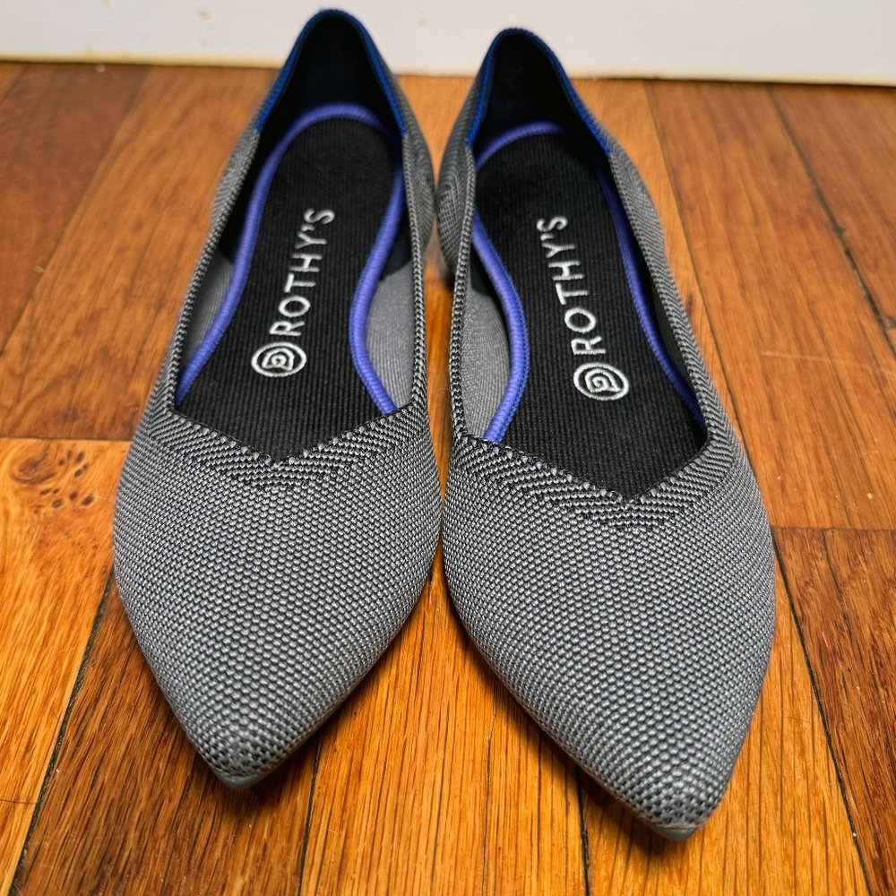 Rothys Size 8.5 'The Point' Solid Slip On Ballet Flat Shoes Birdseye Cloud Gray